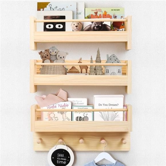 Small Book Shelf Organizer for Kids, Floating Bookshelf for Toddler Baby Room
